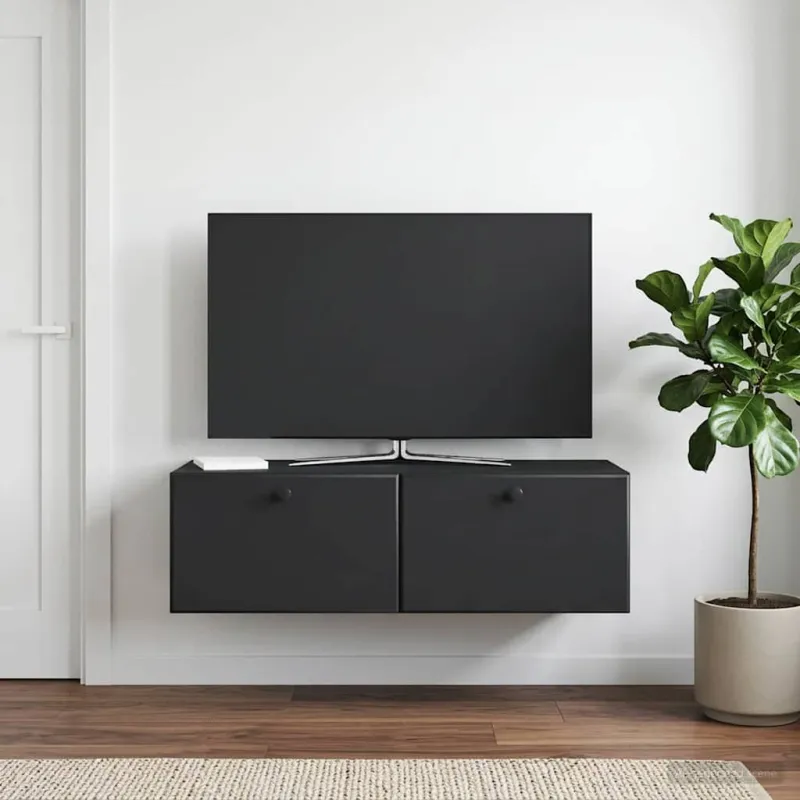 Sieninė TV spintelė 98 x 41 x 30 cm Juoda Apdirbta mediena