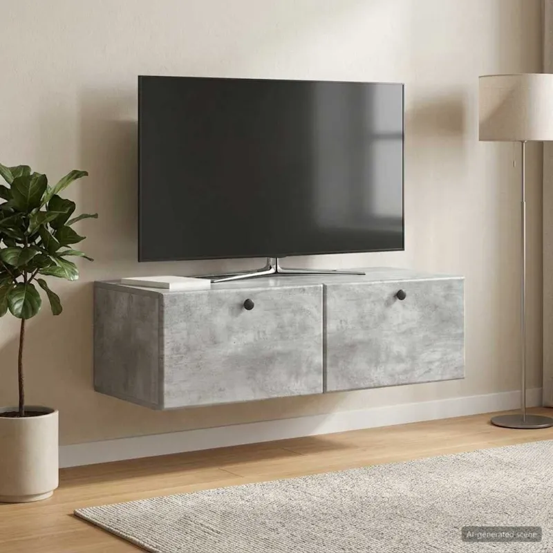 Sieninė TV spintelė 98 x 41 x 30 cm Betono pilka