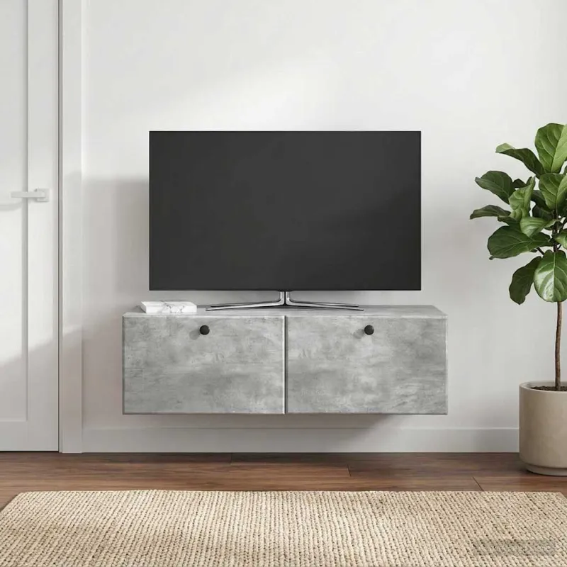 Sieninė TV spintelė 98 x 41 x 30 cm Betono pilka