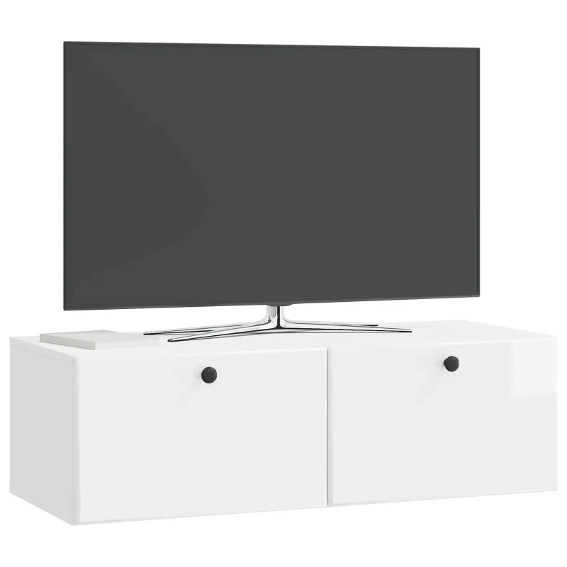 Sieninė TV spintelė 98 x 41 x 30 cm Itin blizgi balta