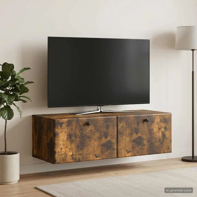 Sieninė TV spintelė 98 x 41 x 30 cm Dūminio ąžuolo