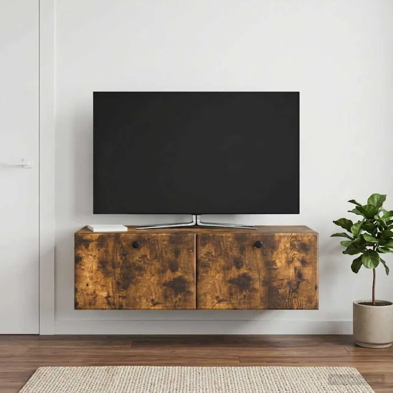 Sieninė TV spintelė 98 x 41 x 30 cm Dūminio ąžuolo