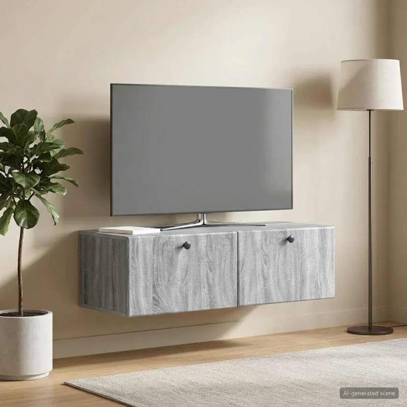 Sieninė TV spintelė 98 x 41 x 30 cm Pilka Sonoma