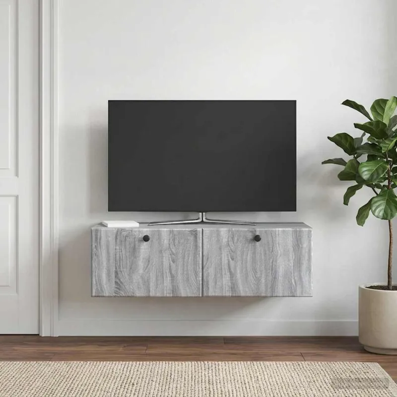 Sieninė TV spintelė 98 x 41 x 30 cm Pilka Sonoma