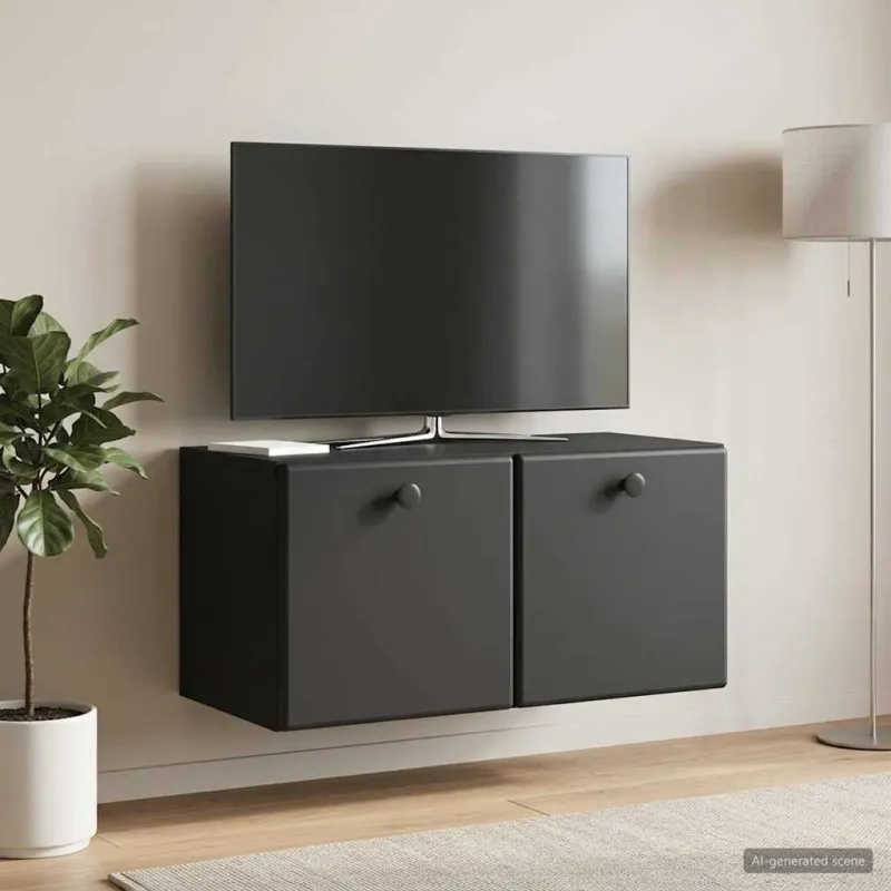 Sieninė TV spintelė 59,5 x 31 x 30 cm Juoda Apdirbta mediena