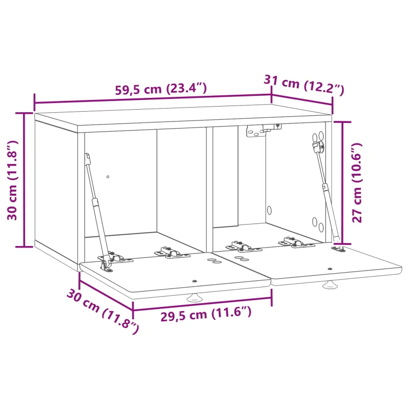 Sieninė TV spintelė 59,5 x 31 x 30 cm Sonoma ąžuolas