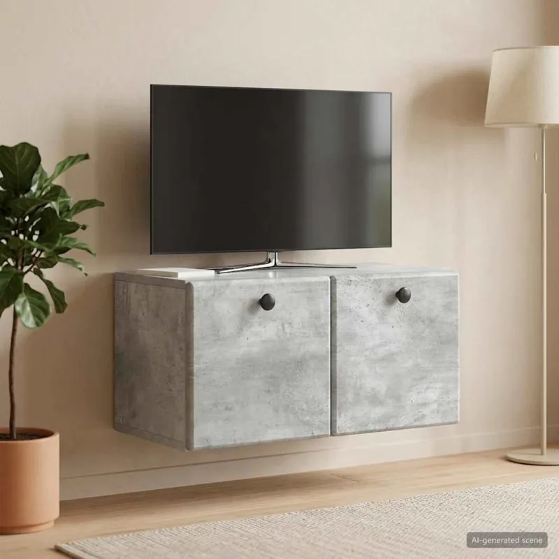 Sieninė TV spintelė 59,5 x 31 x 30 cm Betono pilka