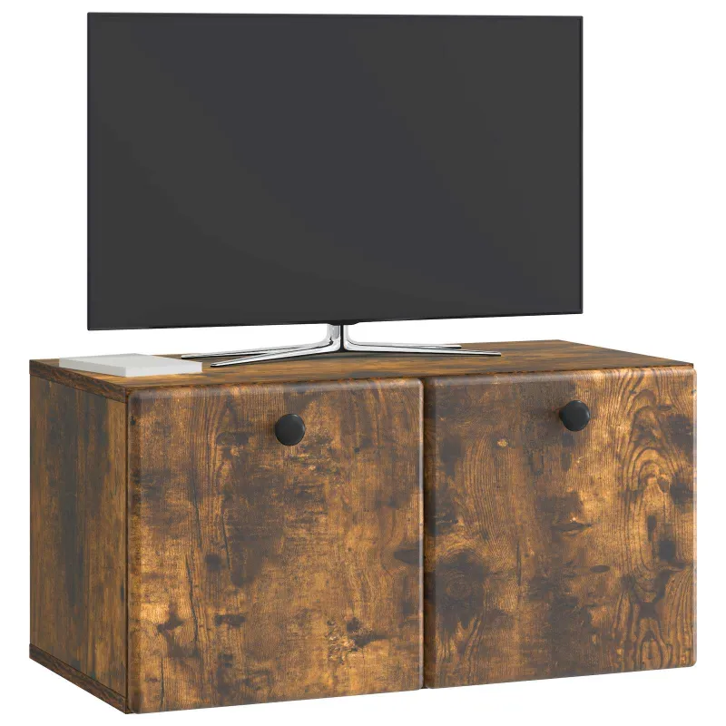 Sieninė TV spintelė 59,5 x 31 x 30 cm Dūminio ąžuolo