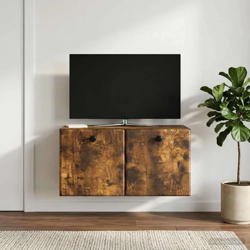 Sieninė TV spintelė 59,5 x 31 x 30 cm Dūminio ąžuolo