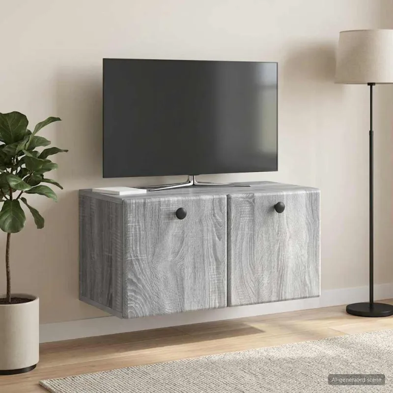 Sieninė TV spintelė 59,5 x 31 x 30 cm Pilka Sonoma