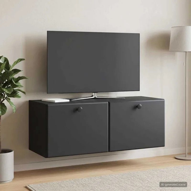Sieninė TV spintelė 78,5 x 31 x 30 cm Juoda Apdirbta mediena