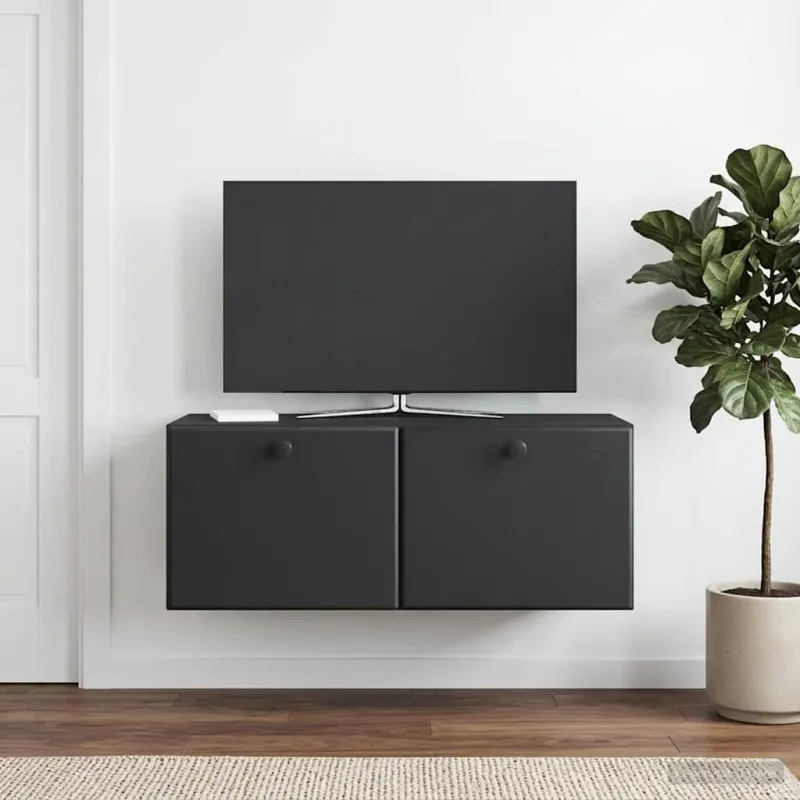 Sieninė TV spintelė 78,5 x 31 x 30 cm Juoda Apdirbta mediena