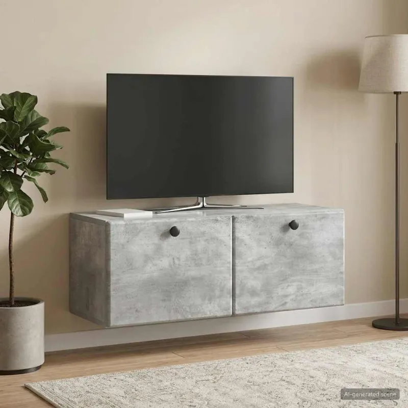 Sieninė TV spintelė 78,5 x 31 x 30 cm Betono pilka