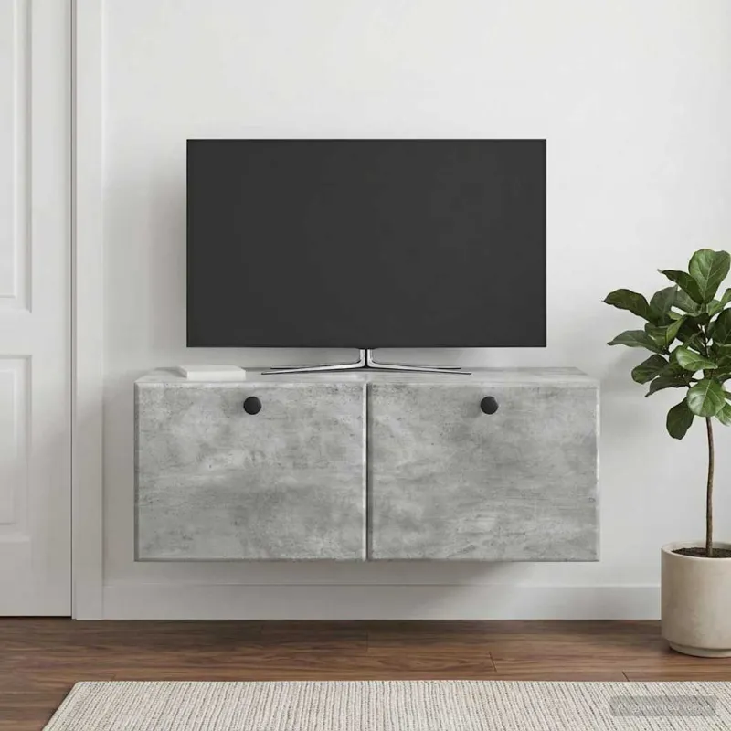 Sieninė TV spintelė 78,5 x 31 x 30 cm Betono pilka