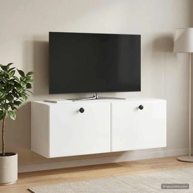 Sieninė TV spintelė 78,5 x 31 x 30 cm Itin blizgi balta