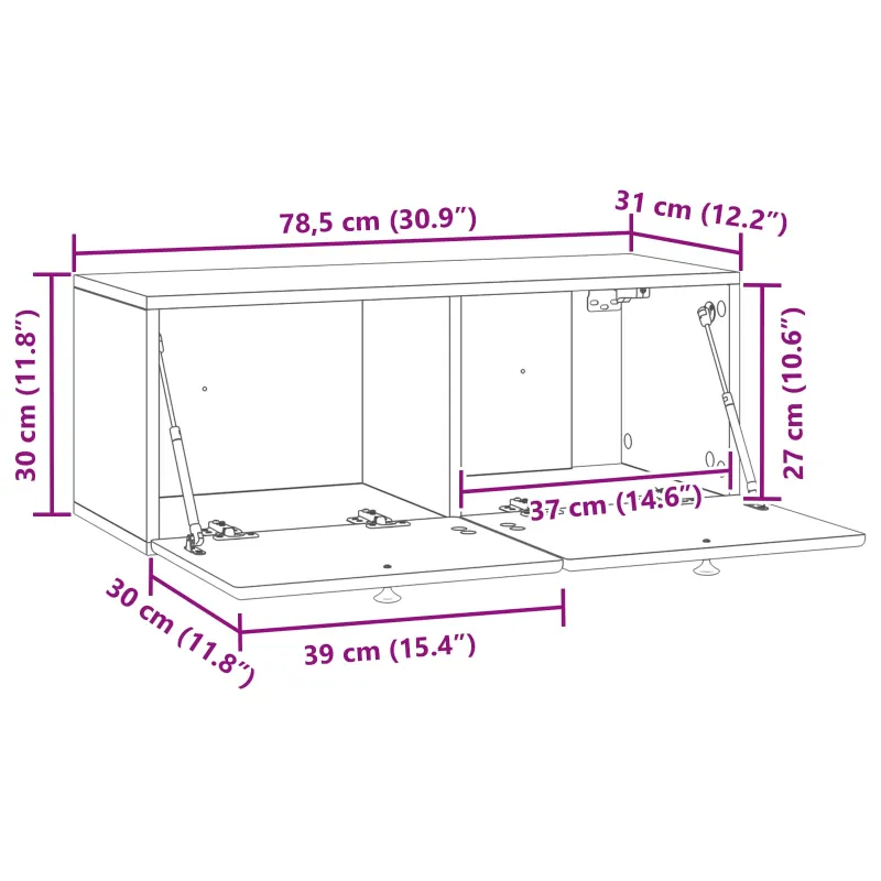 Sieninė TV spintelė 78,5 x 31 x 30 cm Itin blizgi balta