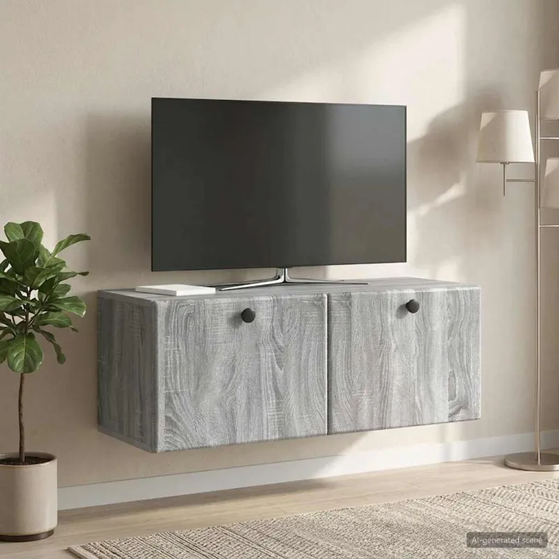 Sieninė TV spintelė 78,5 x 31 x 30 cm Pilka Sonoma