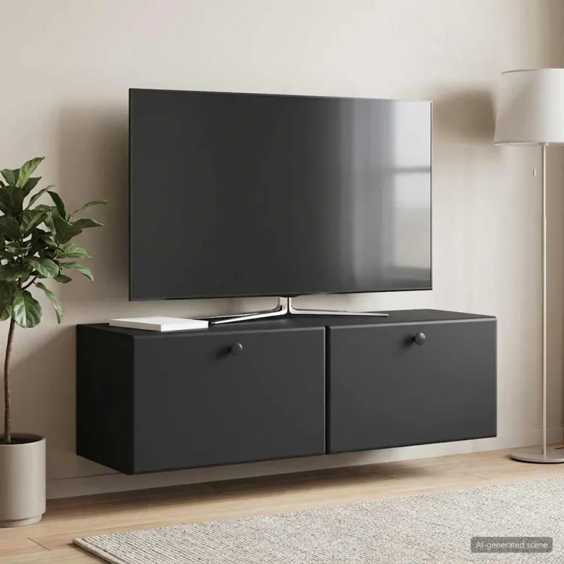Sieninė TV spintelė 98 x 31 x 30 cm Juoda Apdirbta mediena
