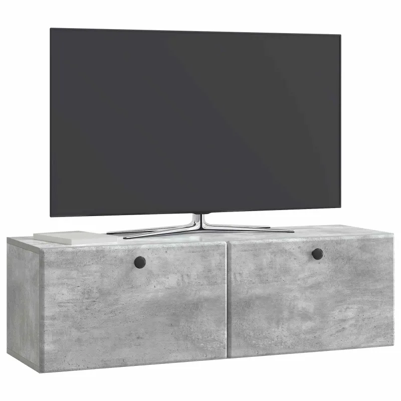 Sieninė TV spintelė 98 x 31 x 30 cm Betono pilka