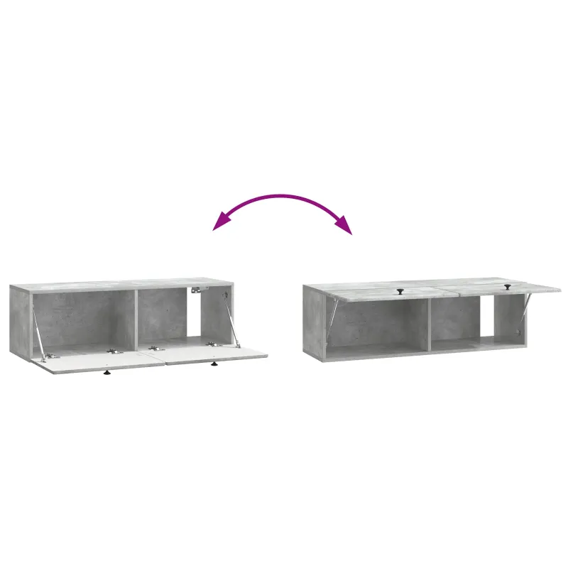 Sieninė TV spintelė 98 x 31 x 30 cm Betono pilka
