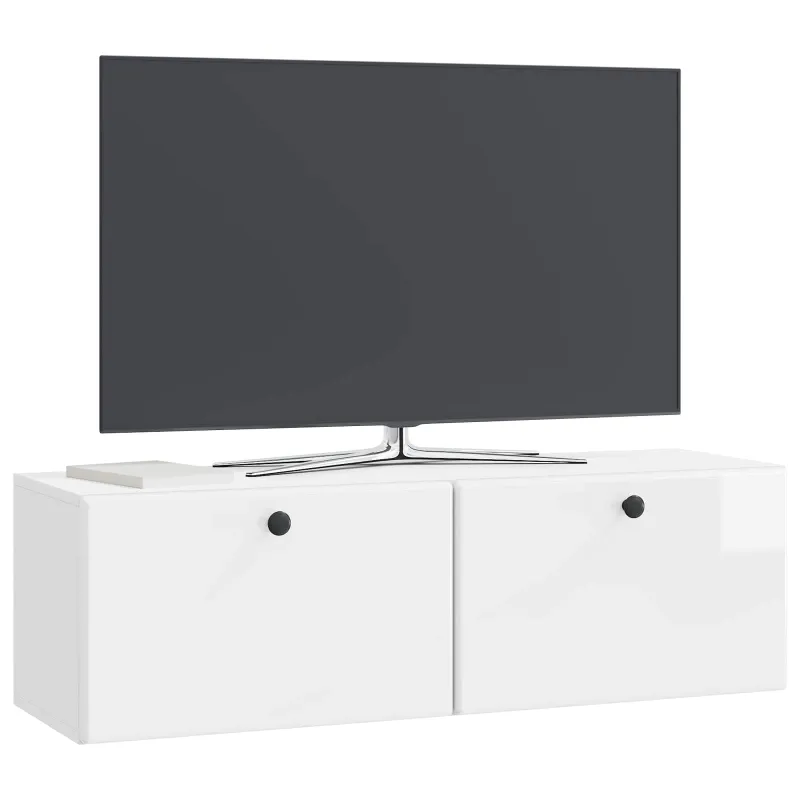 Sieninė TV spintelė 98 x 31 x 30 cm Itin blizgi balta