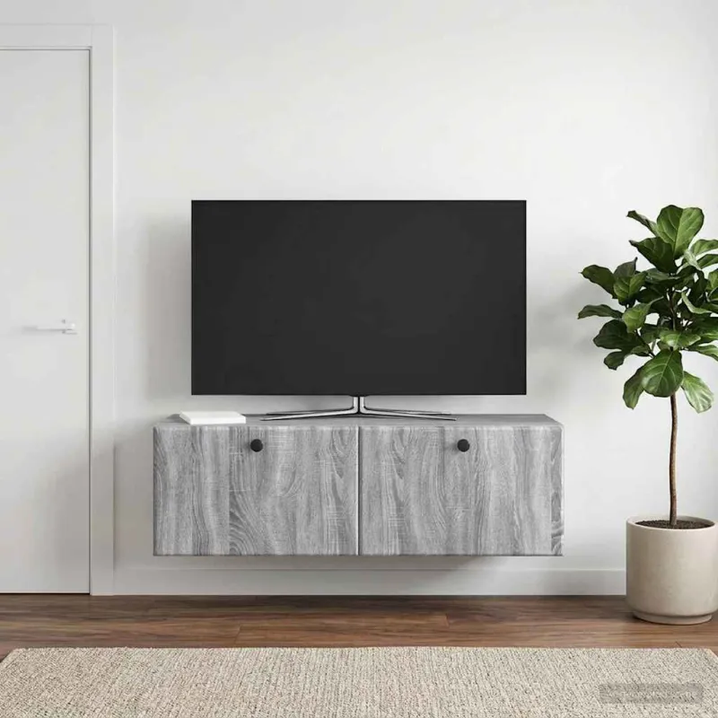 Sieninė TV spintelė 98 x 31 x 30 cm Pilka Sonoma