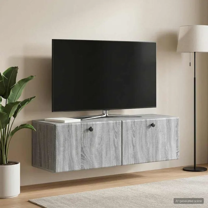 Sieninė TV spintelė 98 x 31 x 30 cm Pilka Sonoma