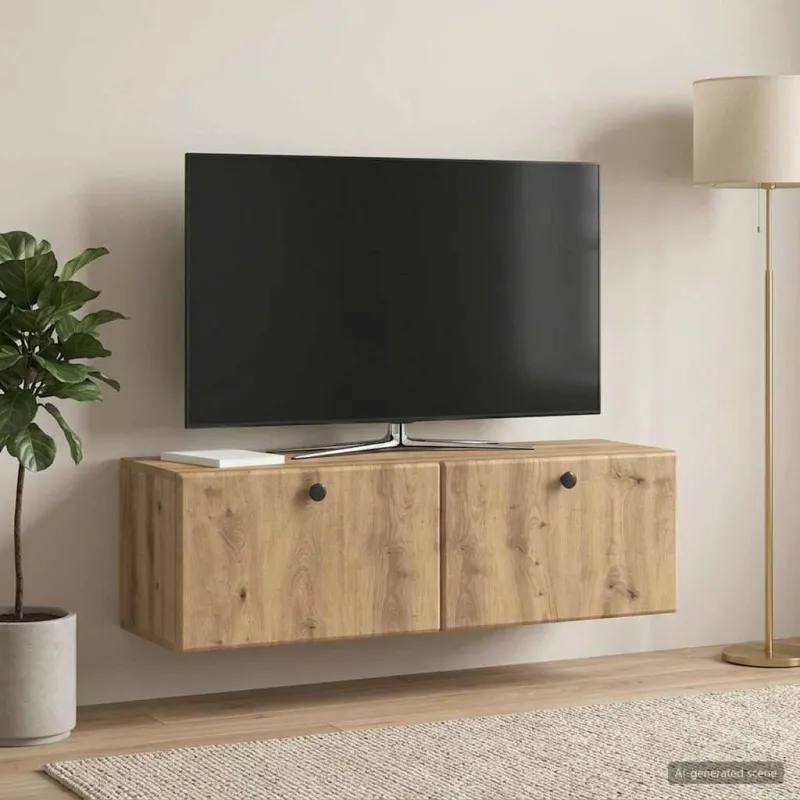 Sieninė TV spintelė 98 x 31 x 30 cm Artisano ąžuolo