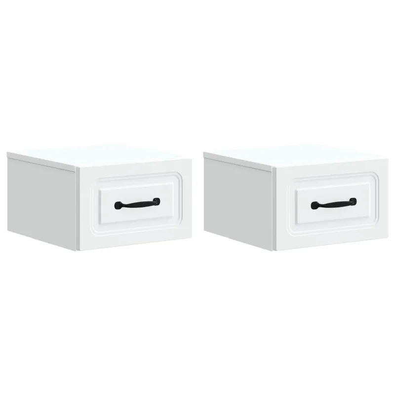 Sieninis naktinis staliukas 2 pcs Balta 34,5 x 33 x 20 cm