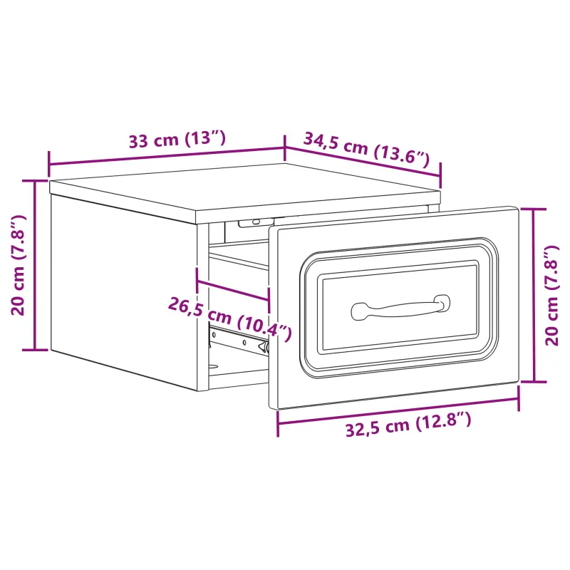 Sieninis naktinis staliukas su stalčių 2 pcs Dūminio ąžuolo