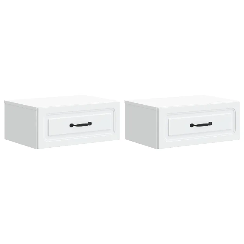 Sieninis naktinis staliukas 2 pcs Balta 49 x 34,5 x 20 cm