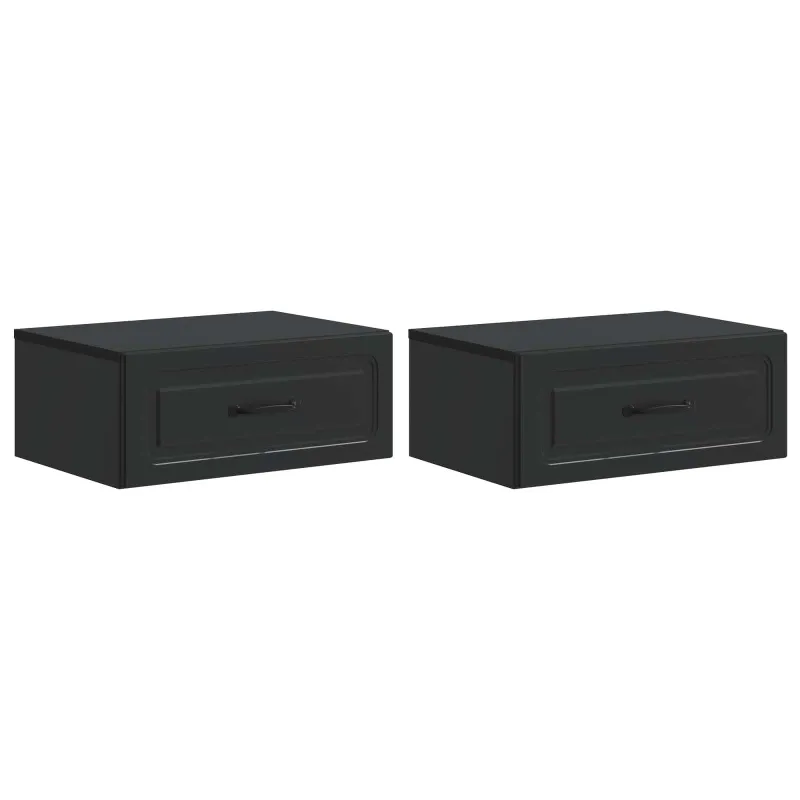 Sieninis naktinis staliukas 2 pcs Juoda 49 x 34,5 x 20 cm