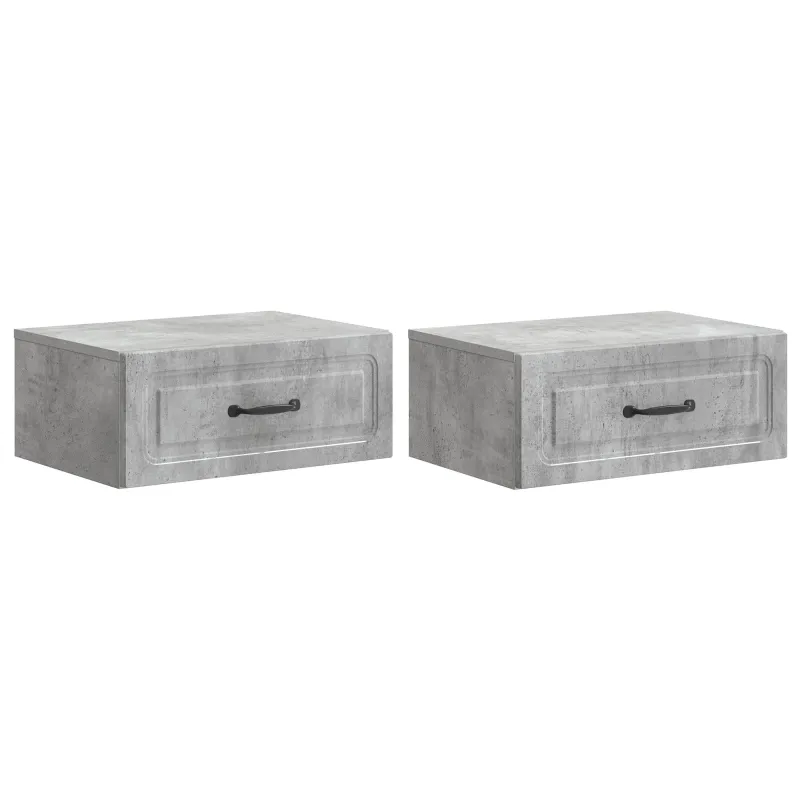 Sieninis naktinis staliukas 2 pcs Betono pilka Apdirbta mediena