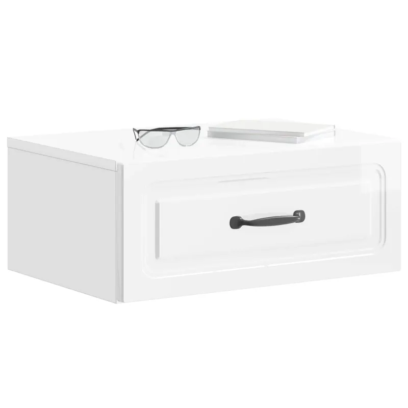 Sieninis naktinis staliukas Itin blizgi balta 49 x 34,5 x 20 cm