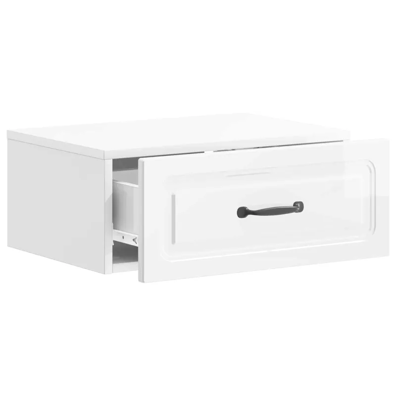 Sieninis naktinis staliukas Itin blizgi balta 49 x 34,5 x 20 cm