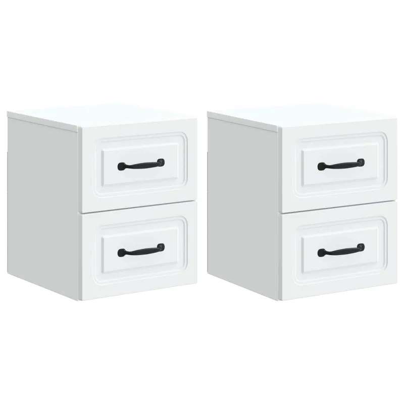 Sieninis naktinis staliukas 2 pcs Balta 34,5 x 33 x 40 cm