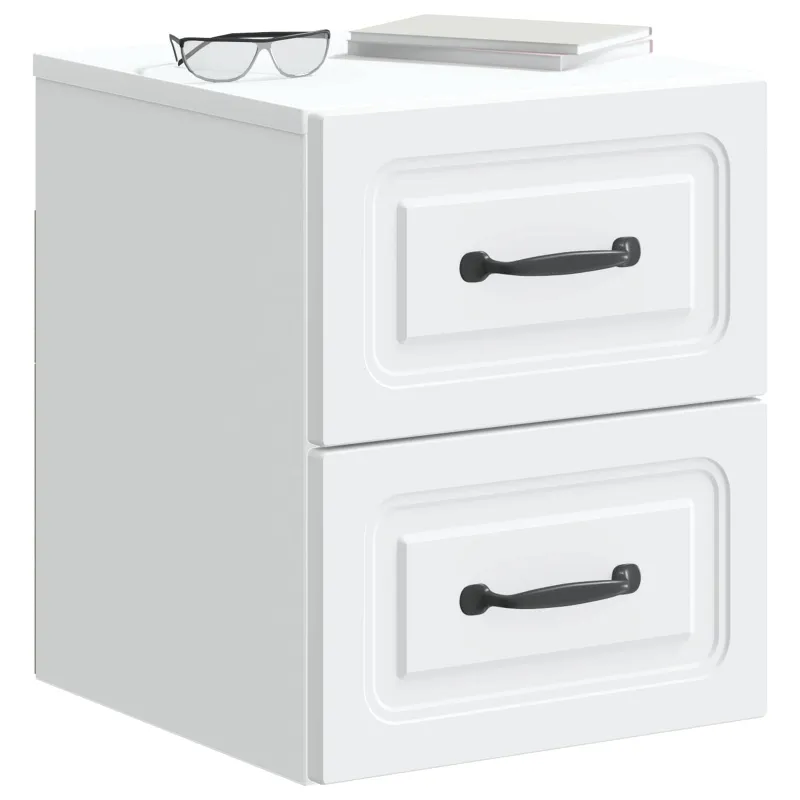 Sieninis naktinis staliukas 2 pcs Balta 34,5 x 33 x 40 cm