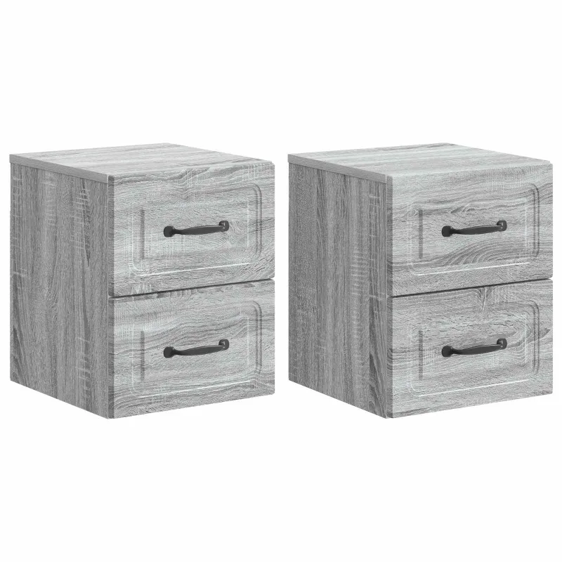 Sieninis naktinis staliukas 2 pcs Pilka sonoma ąžuolo
