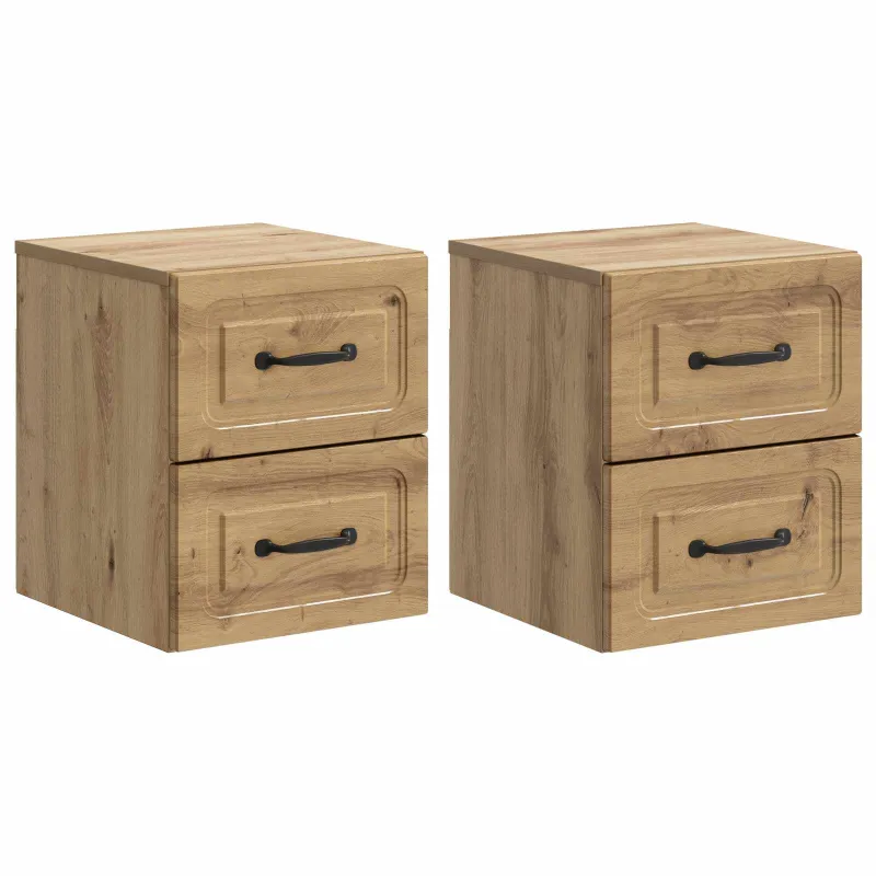 Sieninis naktinis staliukas su stalčių 2 pcs Artisano ąžuolo