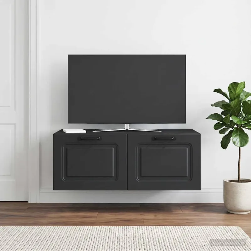 Sieninė TV spintelė Juoda 78,5 x 41 x 30 cm Apdirbta mediena
