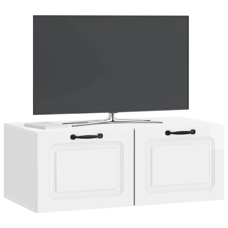 Sieninė TV spintelė Itin blizgi balta 78,5 x 41 x 30 cm