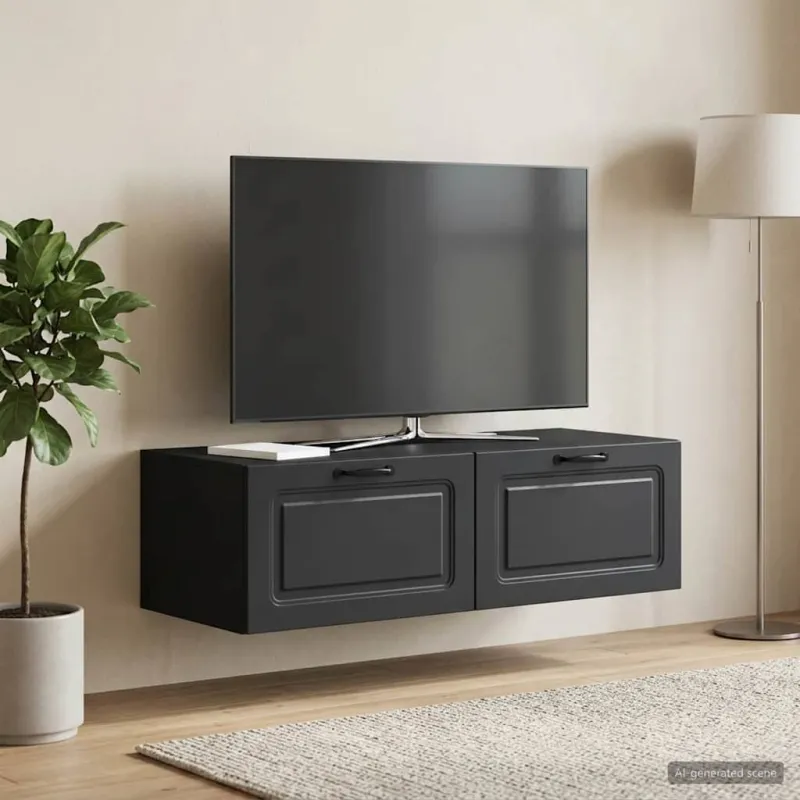 Sieninė TV spintelė Juoda 98 x 41 x 30 cm Apdirbta mediena