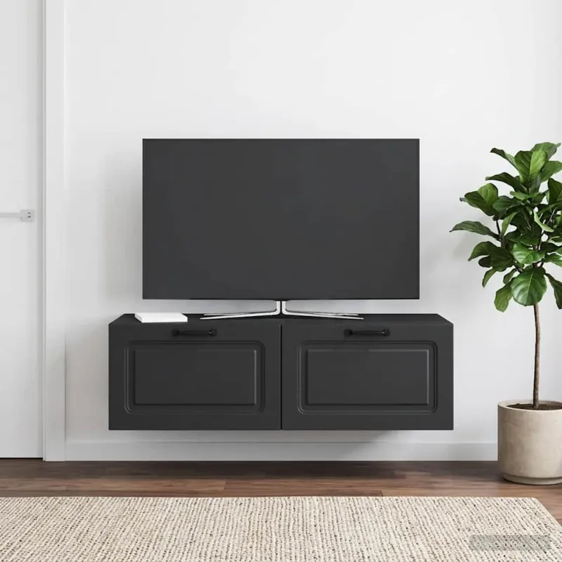 Sieninė TV spintelė Juoda 98 x 41 x 30 cm Apdirbta mediena