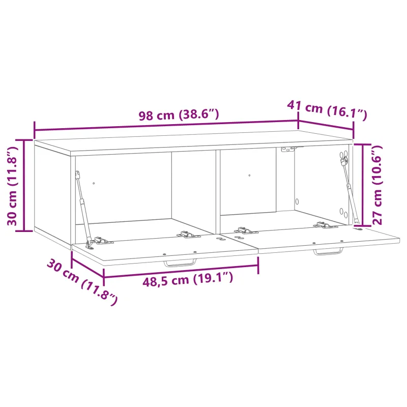 Sieninė TV spintelė Sendintos medienos 98 x 41 x 30 cm