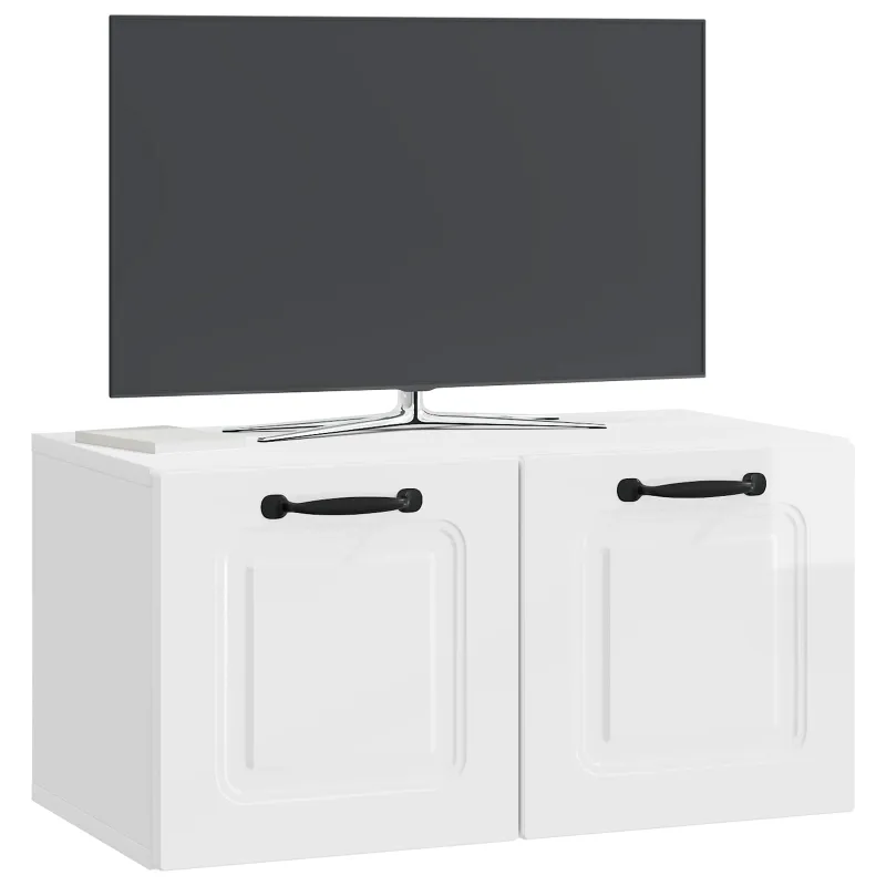 Sieninė TV spintelė Itin blizgi balta 59,5 x 31 x 30 cm
