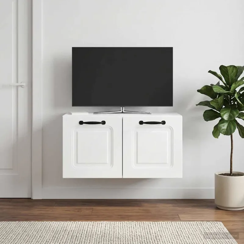 Sieninė TV spintelė Itin blizgi balta 59,5 x 31 x 30 cm