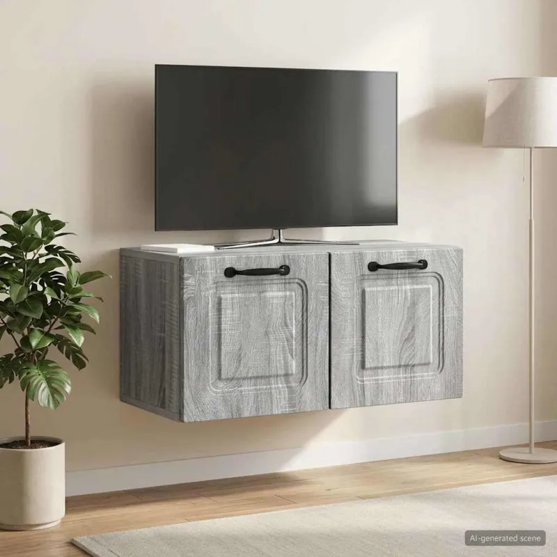 Sieninė TV spintelė Pilka sonoma ąžuolo 59,5 x 31 x 30 cm