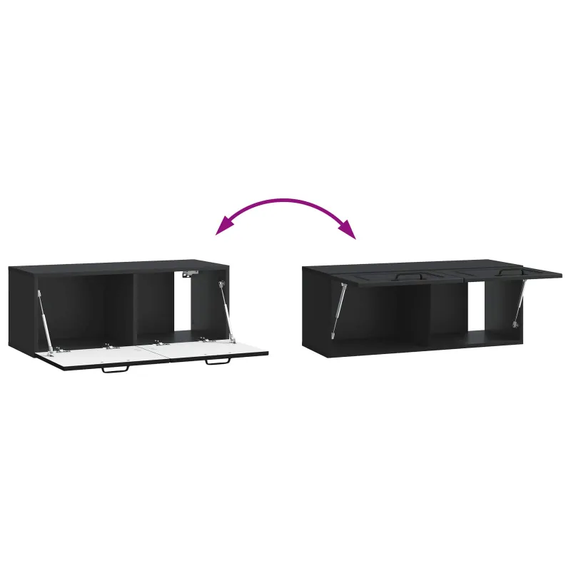 Sieninė TV spintelė Juoda 78,5 x 31 x 30 cm Apdirbta mediena