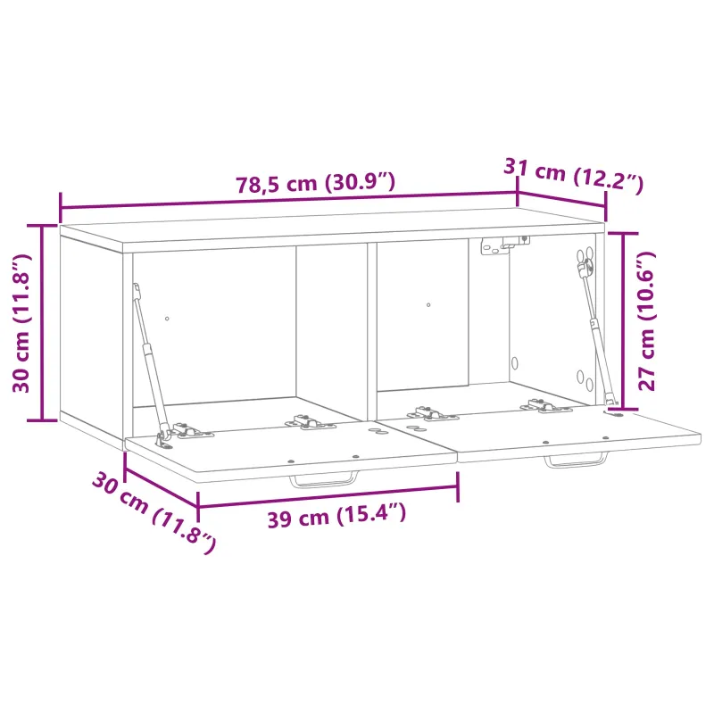 Sieninė TV spintelė Juoda 78,5 x 31 x 30 cm Apdirbta mediena