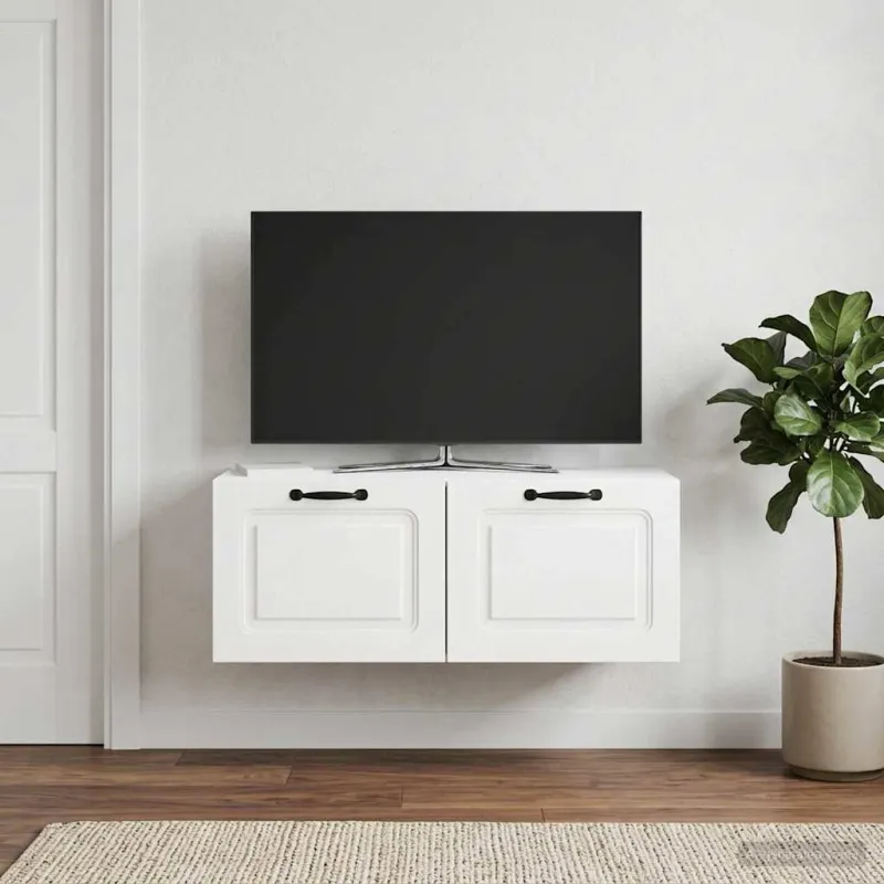 Sieninė TV spintelė Itin blizgi balta 78,5 x 31 x 30 cm